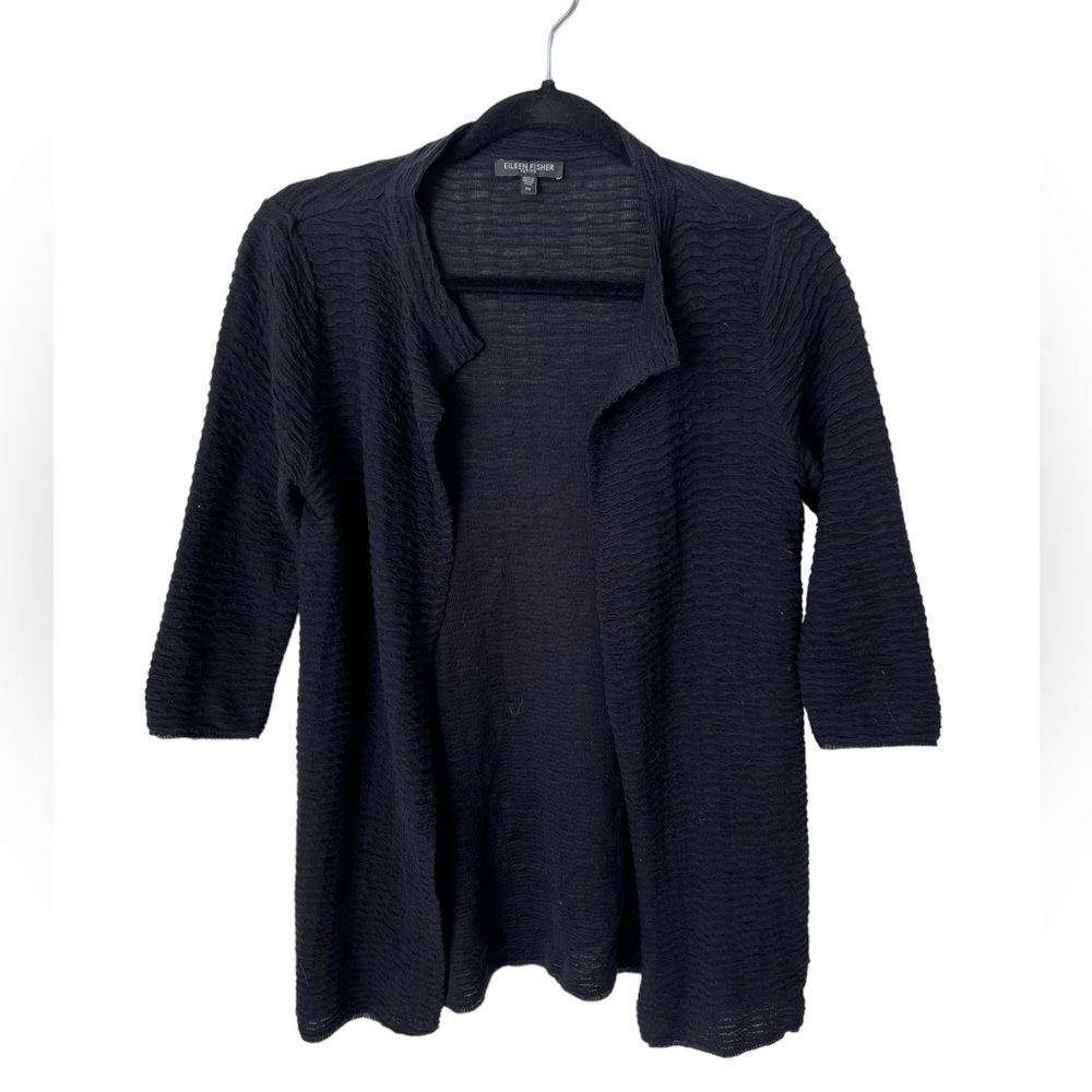 Eileen Fisher Petite Cardigan Linen Blend Black Size Small
